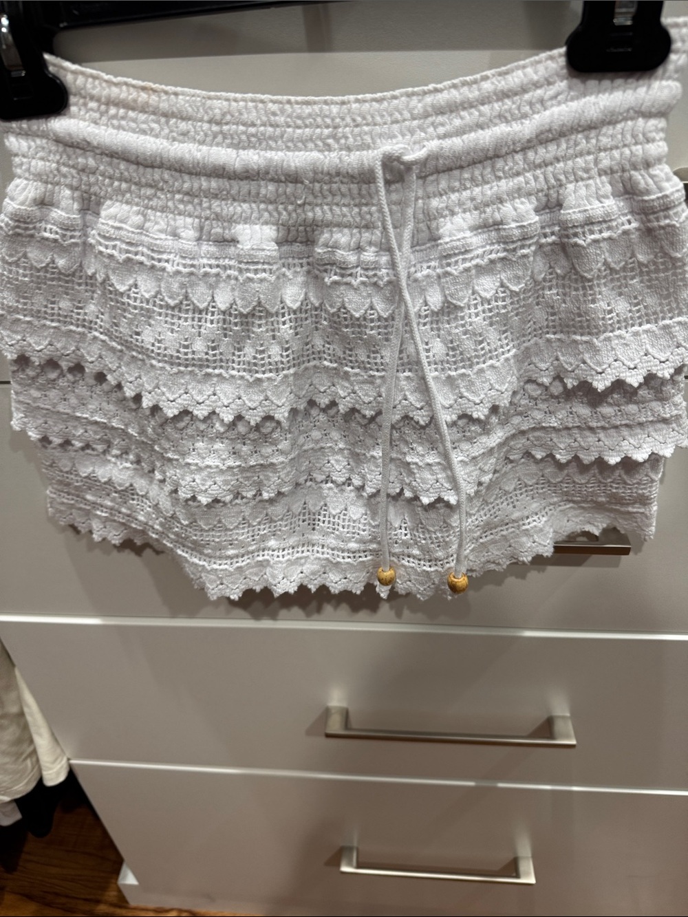 Women’s White Crochet Tiered Skort